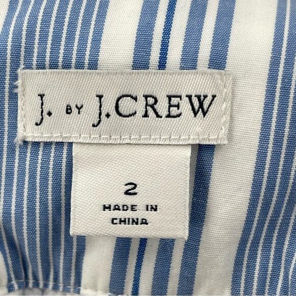 J By J Crew Blue & White Stripe Cotton Big Bow Midi Skirt Ruffle Hem Size 2 - Picture 9 of 11